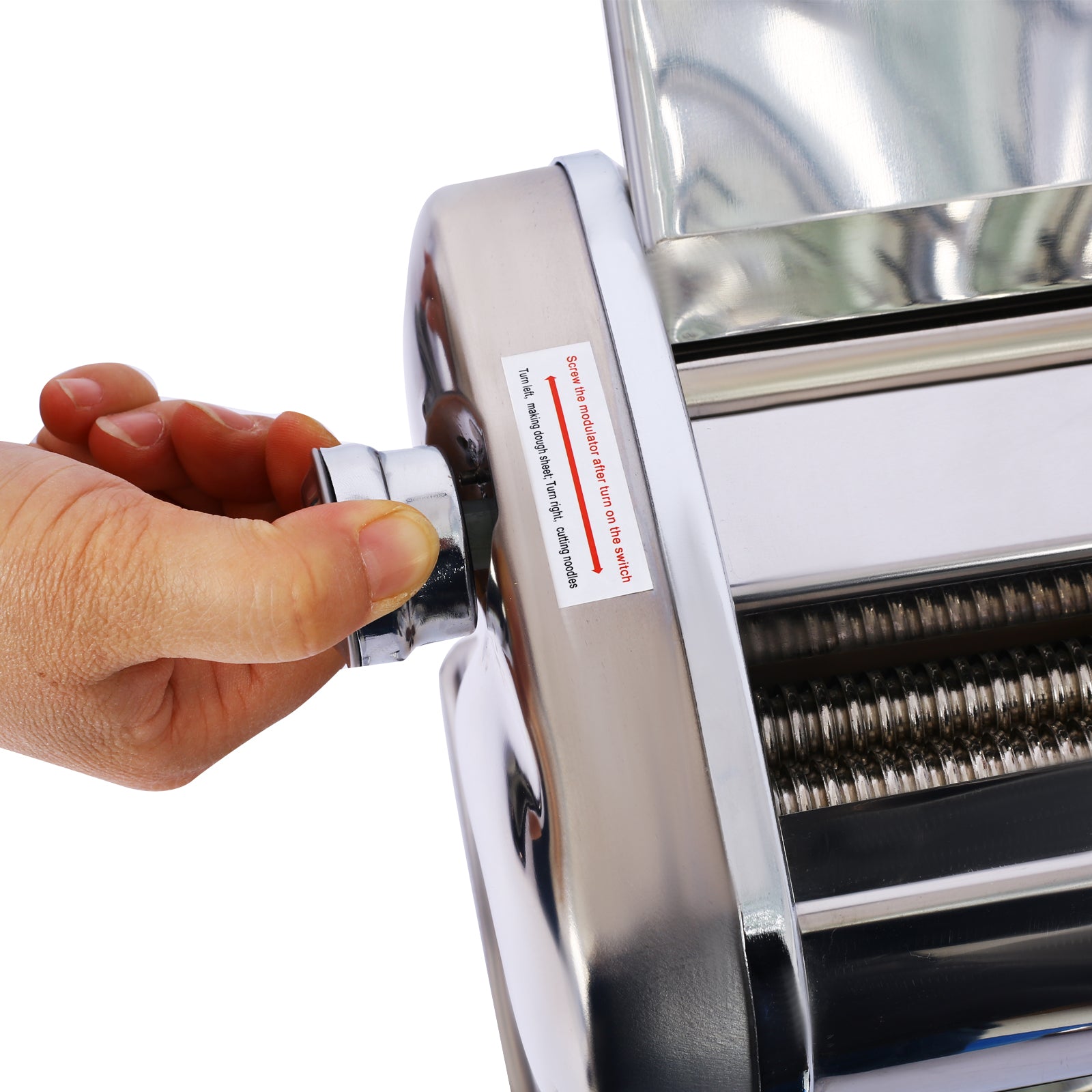 Electric Pasta Maker Noodle Maker Pasta Making Machine Dough Roller Cutter Thickness Adjustable Stainless Steel US 110V 135w one blade 2.5mm round noodle