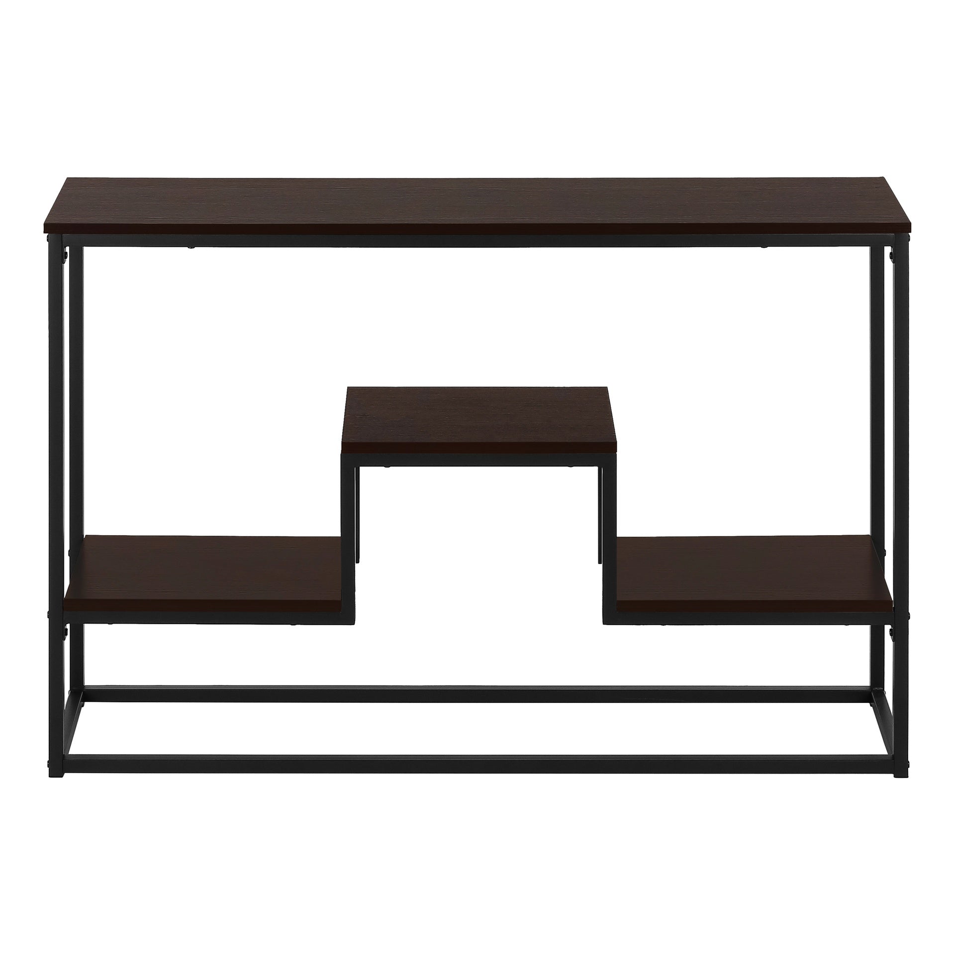 Accent Table, Console, Entryway, Narrow, Sofa, Living Room, Bedroom, Brown Laminate, Black Metal, Contemporary, Modern