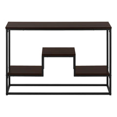 Accent Table, Console, Entryway, Narrow, Sofa, Living Room, Bedroom, Brown Laminate, Black Metal, Contemporary, Modern