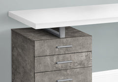 Computer Desk, Home Office, Laptop, Left, Right Set-up, Storage Drawers, 48"l, Work, White And Concrete Laminate, White Metal, Contemporary, Modern