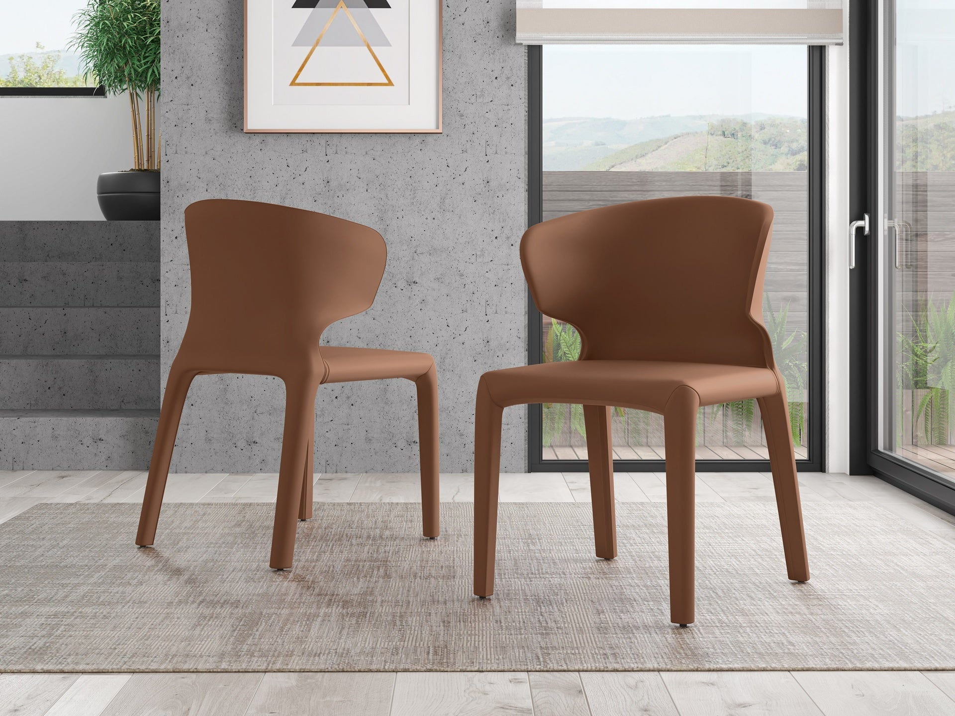 Dining Chair - Set of 2 in Saddle Brown