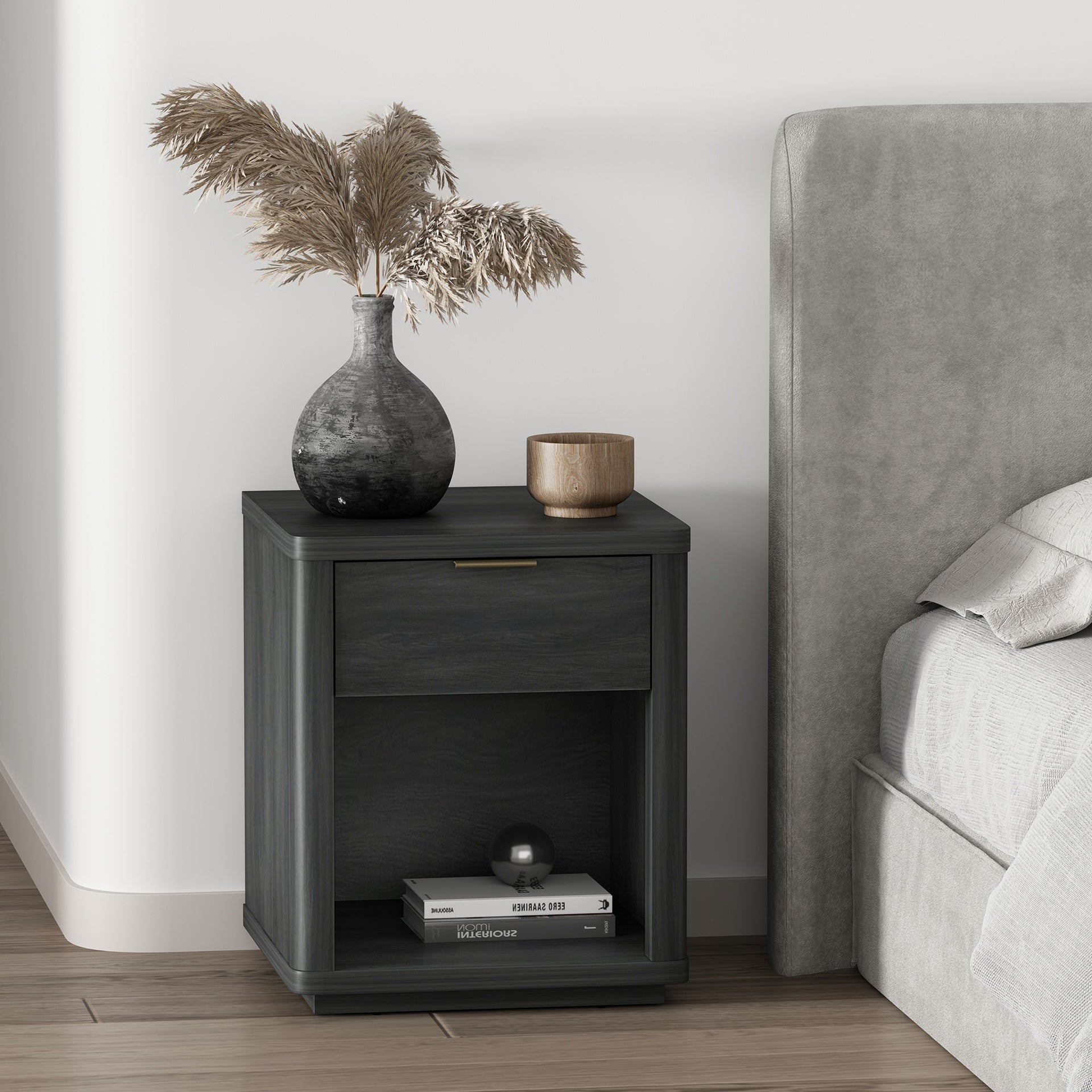 Nightstand in Charcoal Gray