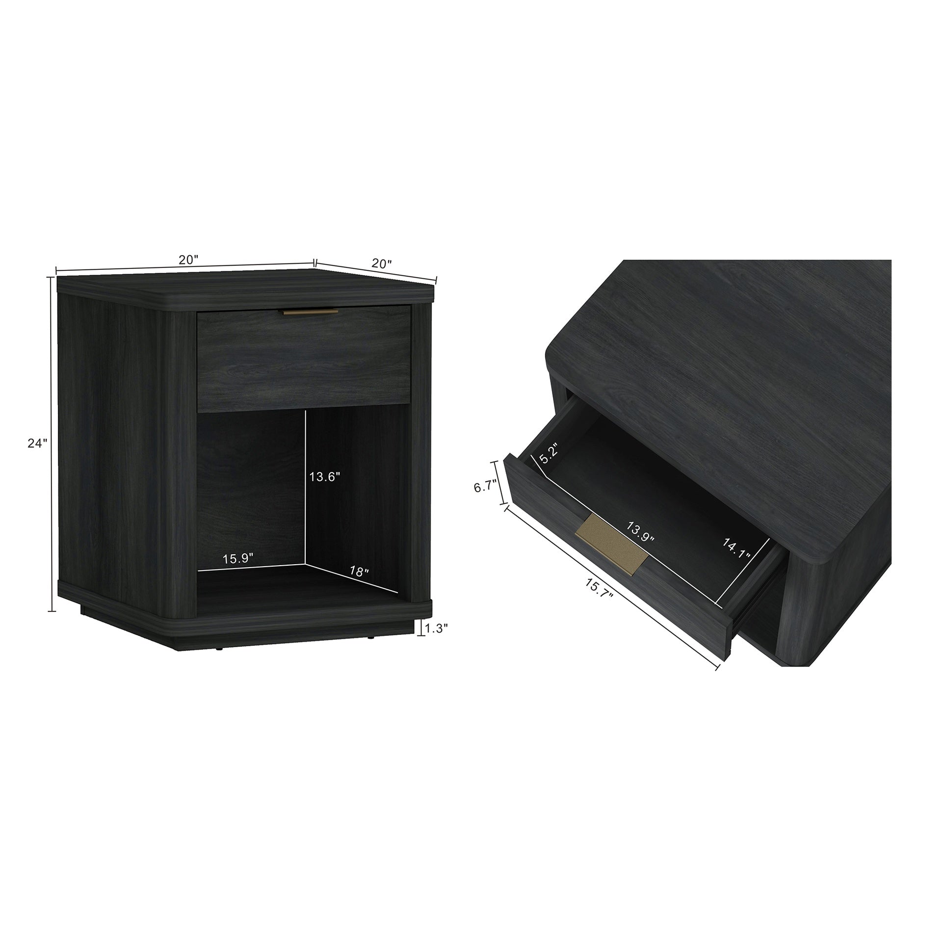 Nightstand in Charcoal Gray