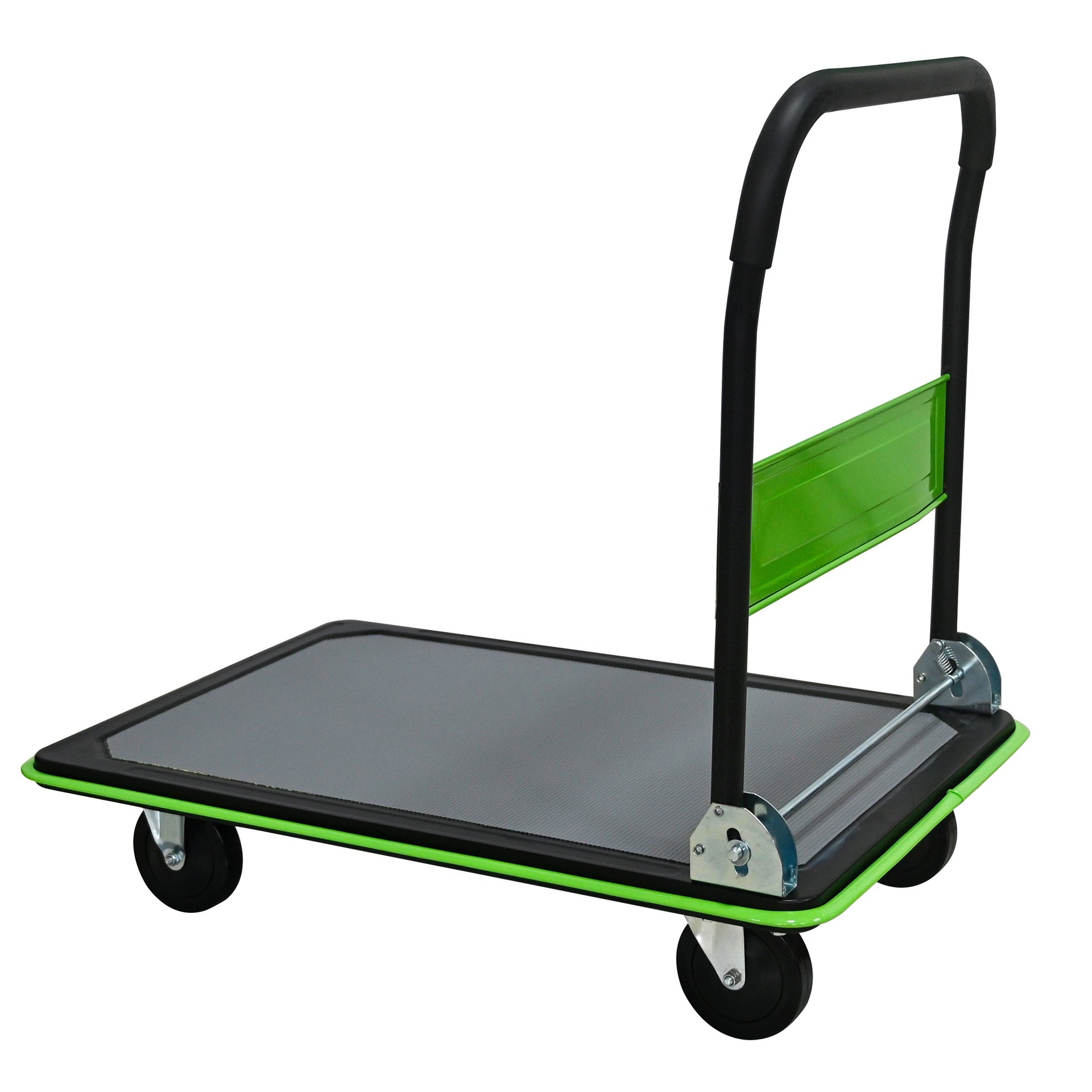 Flatbed Cart, 660lbs Heavy Duty Capacity Platform Hand Truck 360 Degree Swivel Wheels Foldable Push Hand Cart for Loading and Storage, Warehouse-Green