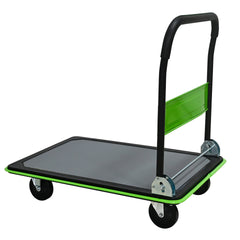 Flatbed Cart, 660lbs Heavy Duty Capacity Platform Hand Truck 360 Degree Swivel Wheels Foldable Push Hand Cart for Loading and Storage, Warehouse-Green