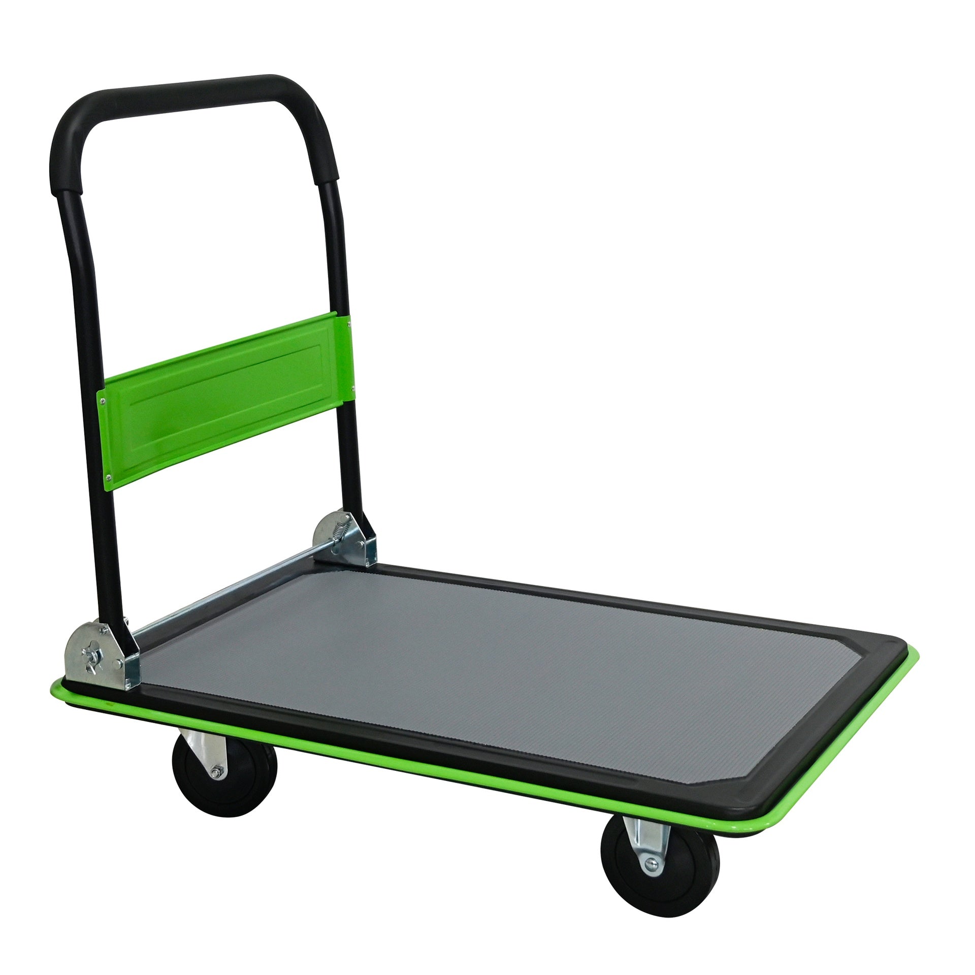 Flatbed Cart, 660lbs Heavy Duty Capacity Platform Hand Truck 360 Degree Swivel Wheels Foldable Push Hand Cart for Loading and Storage, Warehouse-Green