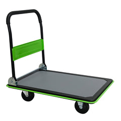 Flatbed Cart, 660lbs Heavy Duty Capacity Platform Hand Truck 360 Degree Swivel Wheels Foldable Push Hand Cart for Loading and Storage, Warehouse-Green