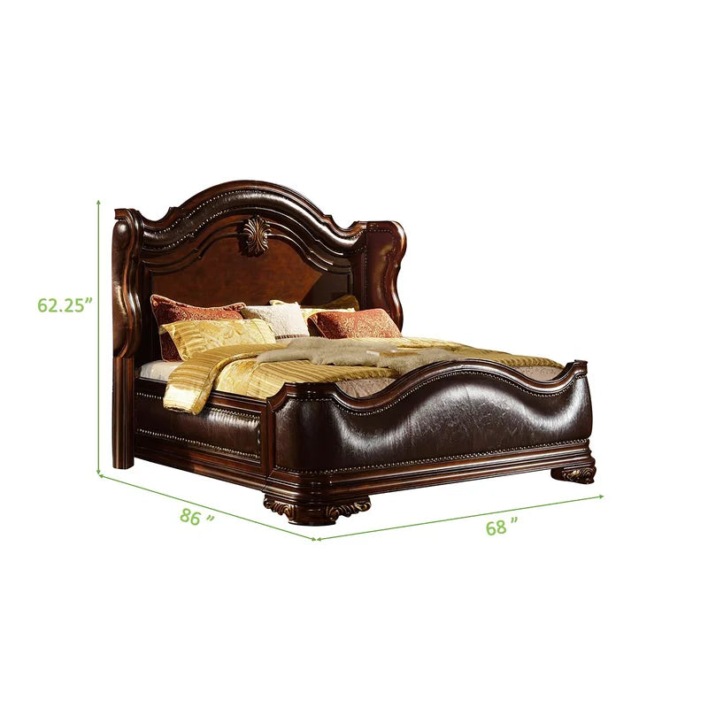 Bella Traditional Queen 4pc Bedroom set made with wood in Dark Walnut