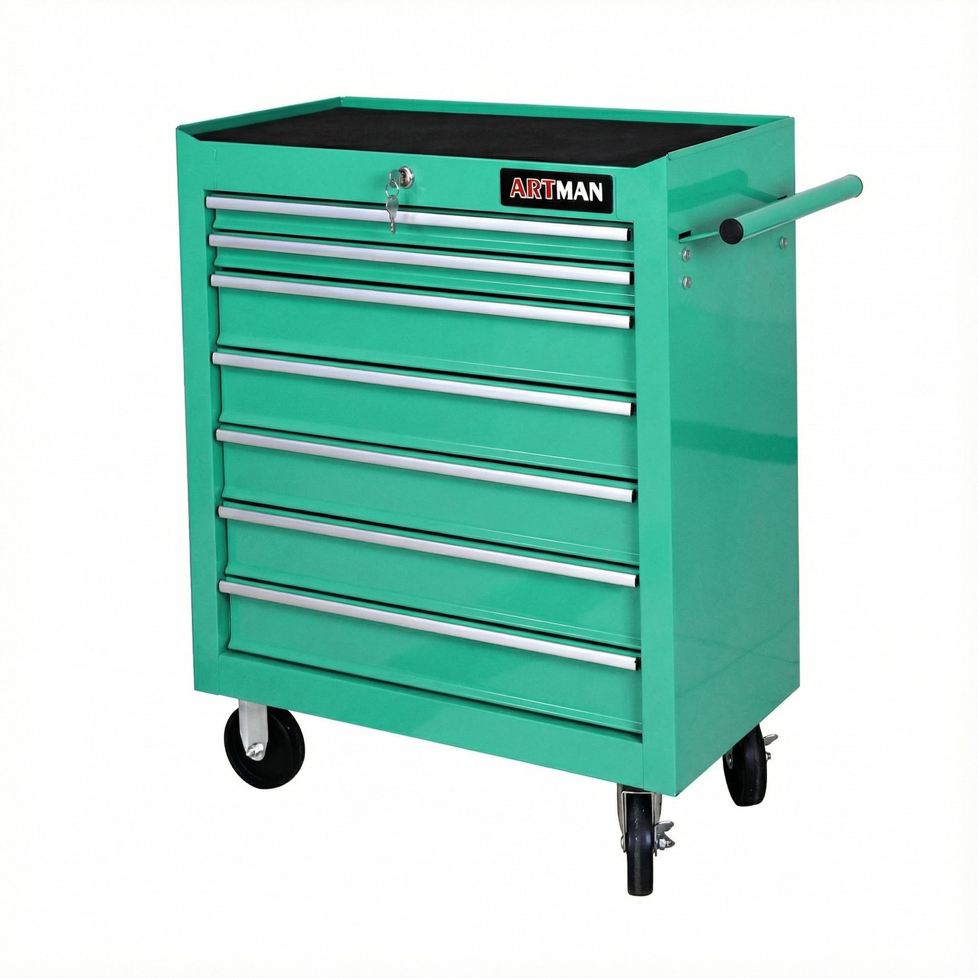 7 DRAWERS MULTIFUNCTIONAL TOOL CART WITH WHEELS-GREEN