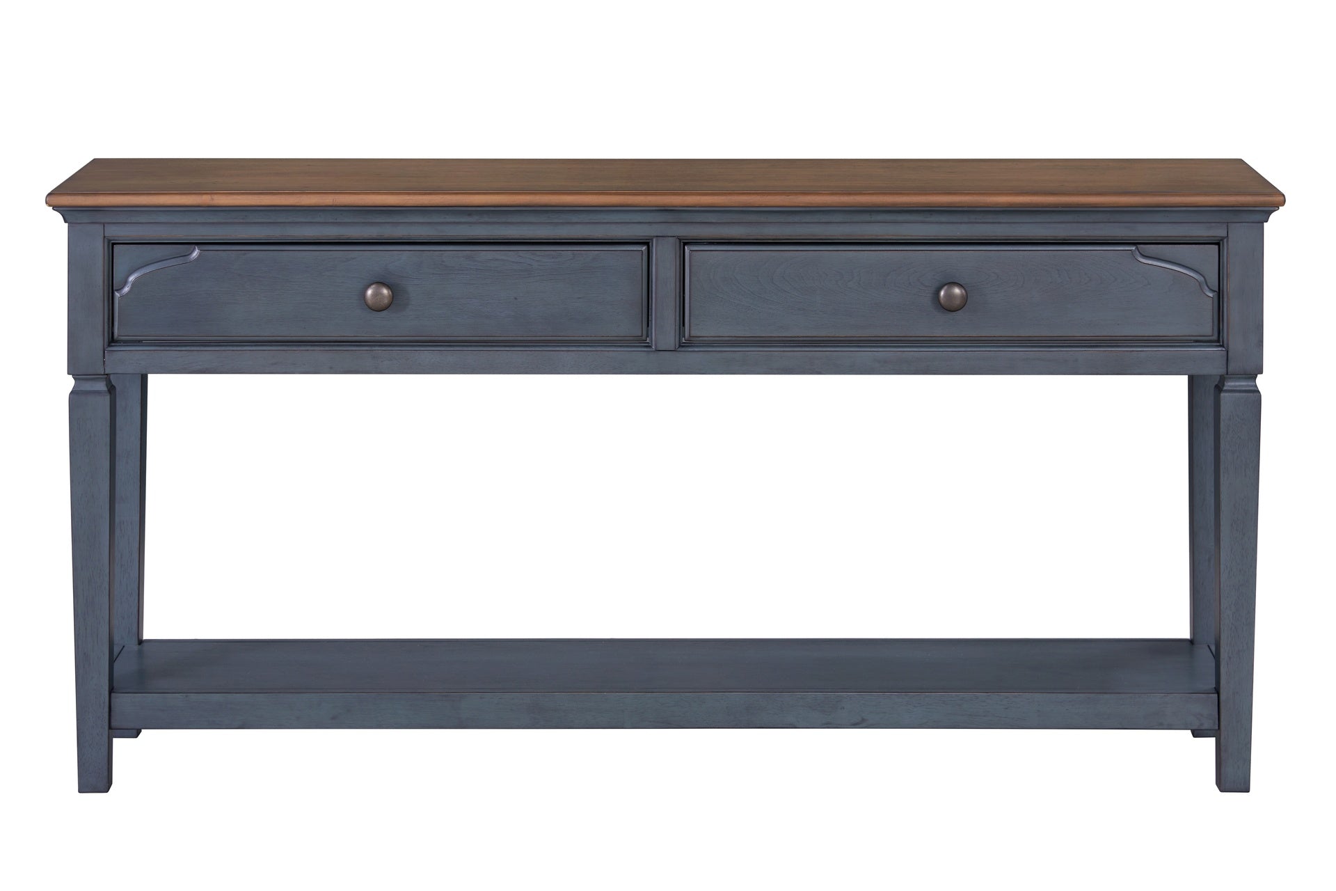 60 inch Sofa Table, Corduroy Blue Finish, Minimal Assembly Required
