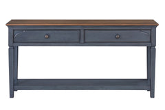 60 inch Sofa Table, Corduroy Blue Finish, Minimal Assembly Required