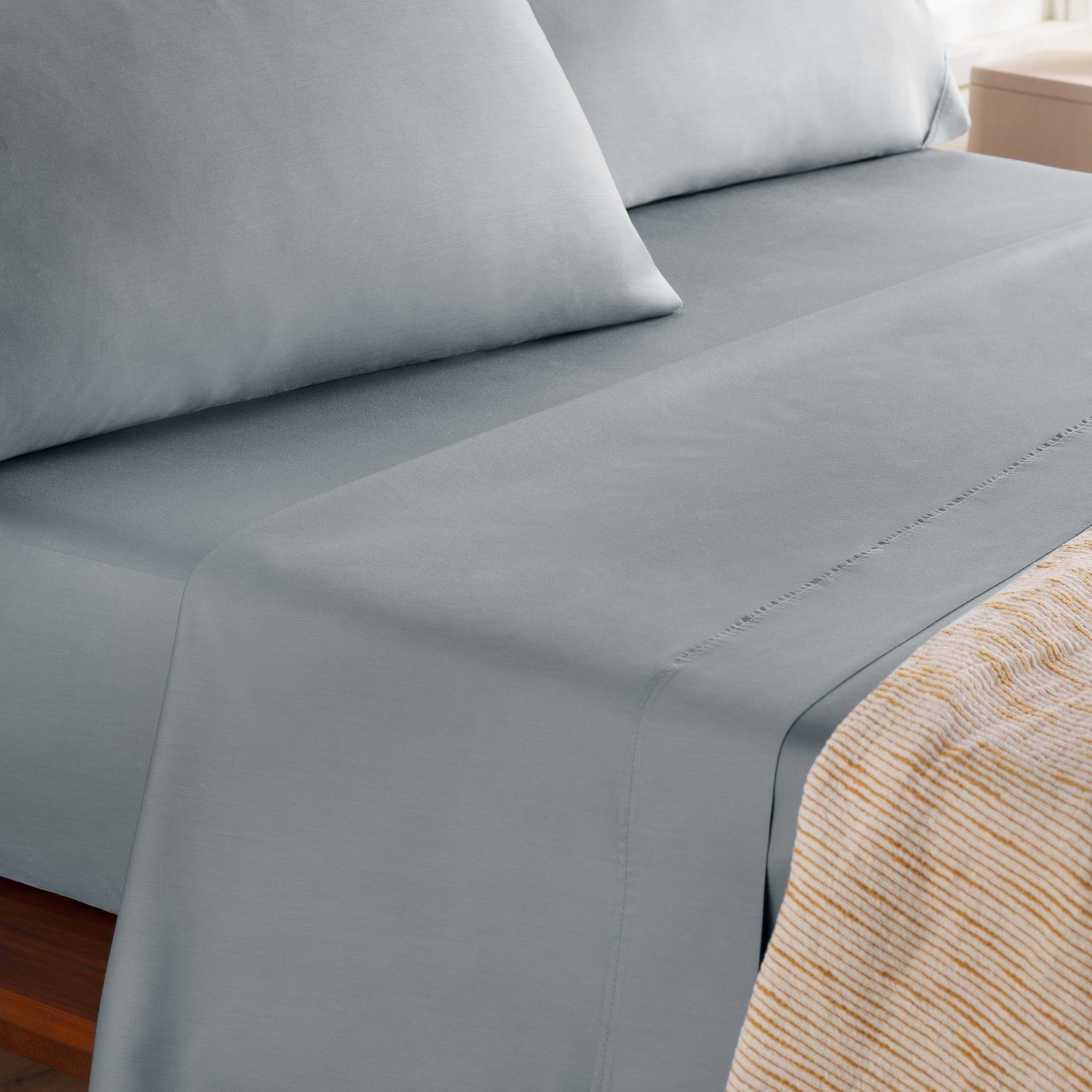 Linenspa 600TC Cotton Blend Pillowcase Set, Queen, Stone