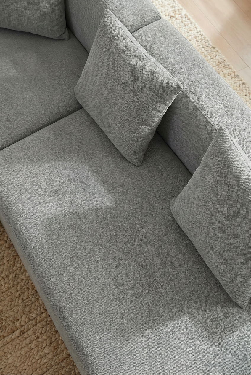L Shaped Modular sectional couches Sofa,135" Corduroy Boneless Couches with Deep Seat and Movable Ottoman,Comfy Cloud Sofa for Living Room Bedroom,No Assembly (5Seater,grey)