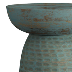 Boyd 13 inch Solid Mango Accent Table in Teal Wash