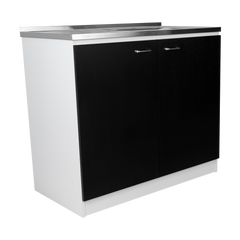 Napoles Utility Sink With Cabinet, Double Door, One Shelf -White / Black