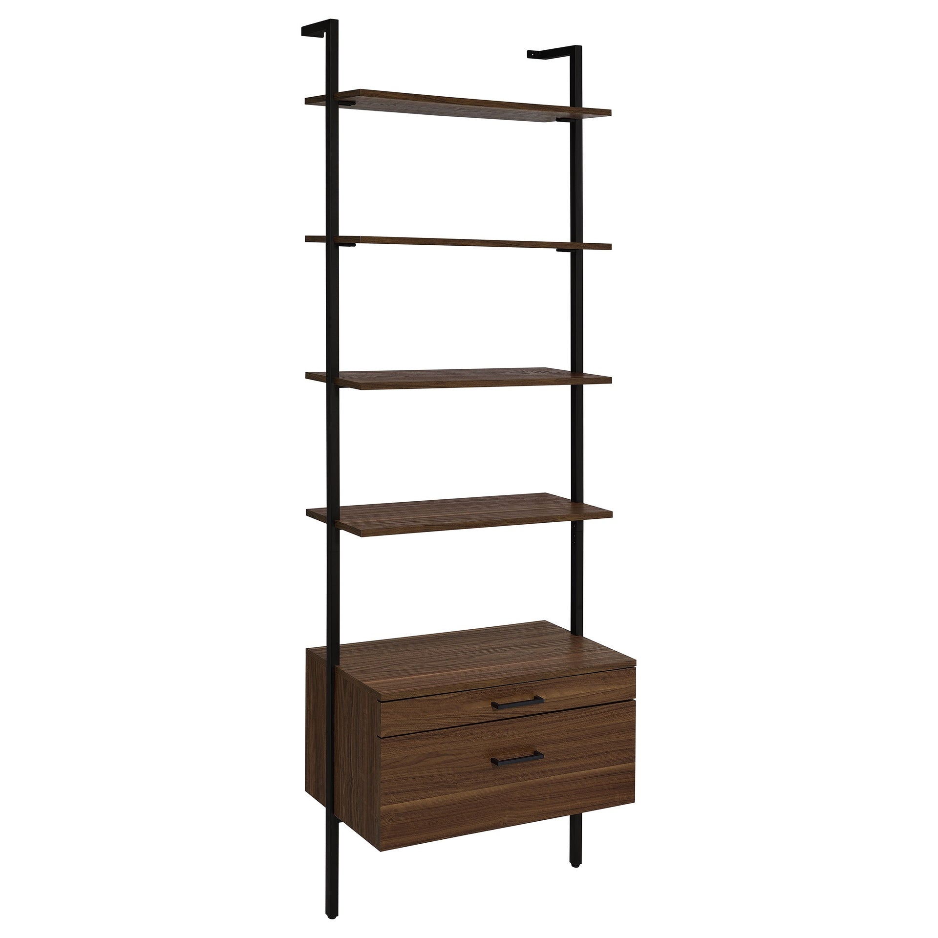 Wendell Walnut 4-shelf Storage Wall Bookshelf