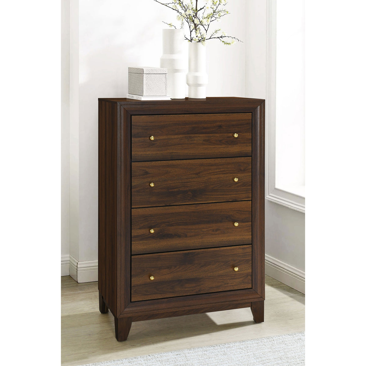 Anza Walnut 4-drawer Chest