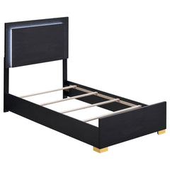Jeremiah Black Wood Twin LED Panel Bed