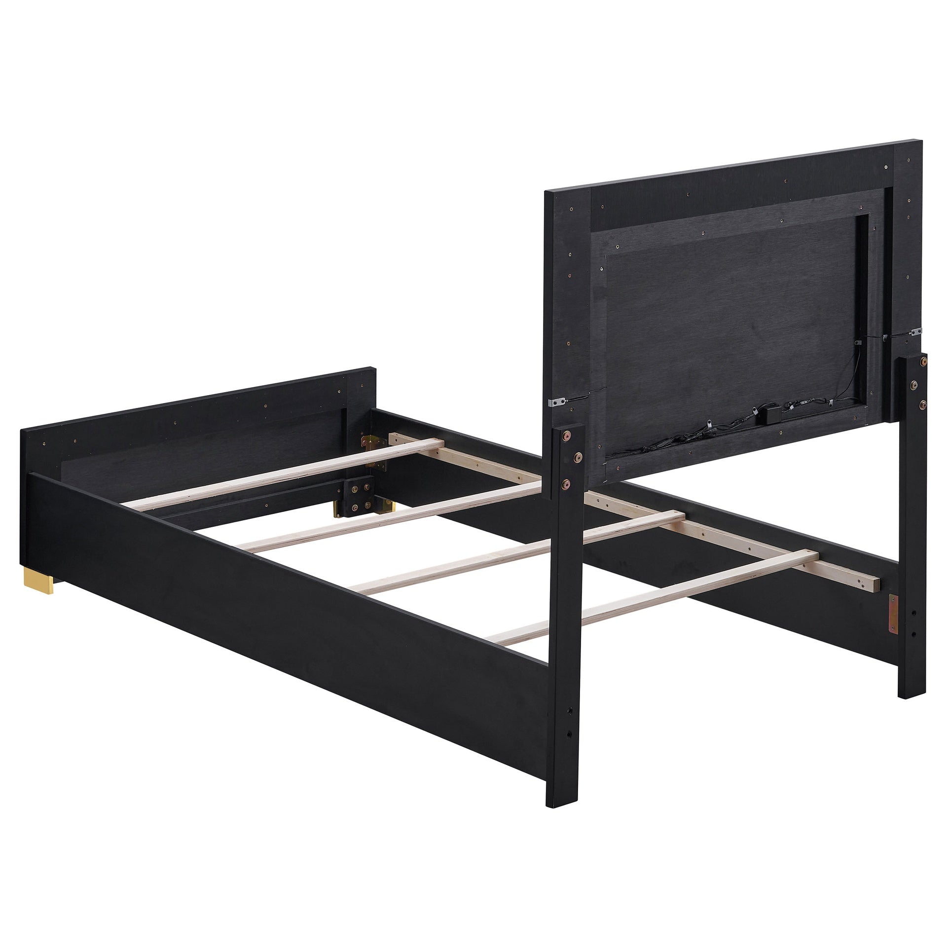 Jeremiah Black Wood Twin LED Panel Bed