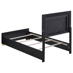 Jeremiah Black Wood Twin LED Panel Bed