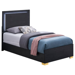 Jeremiah Black Wood Twin LED Panel Bed