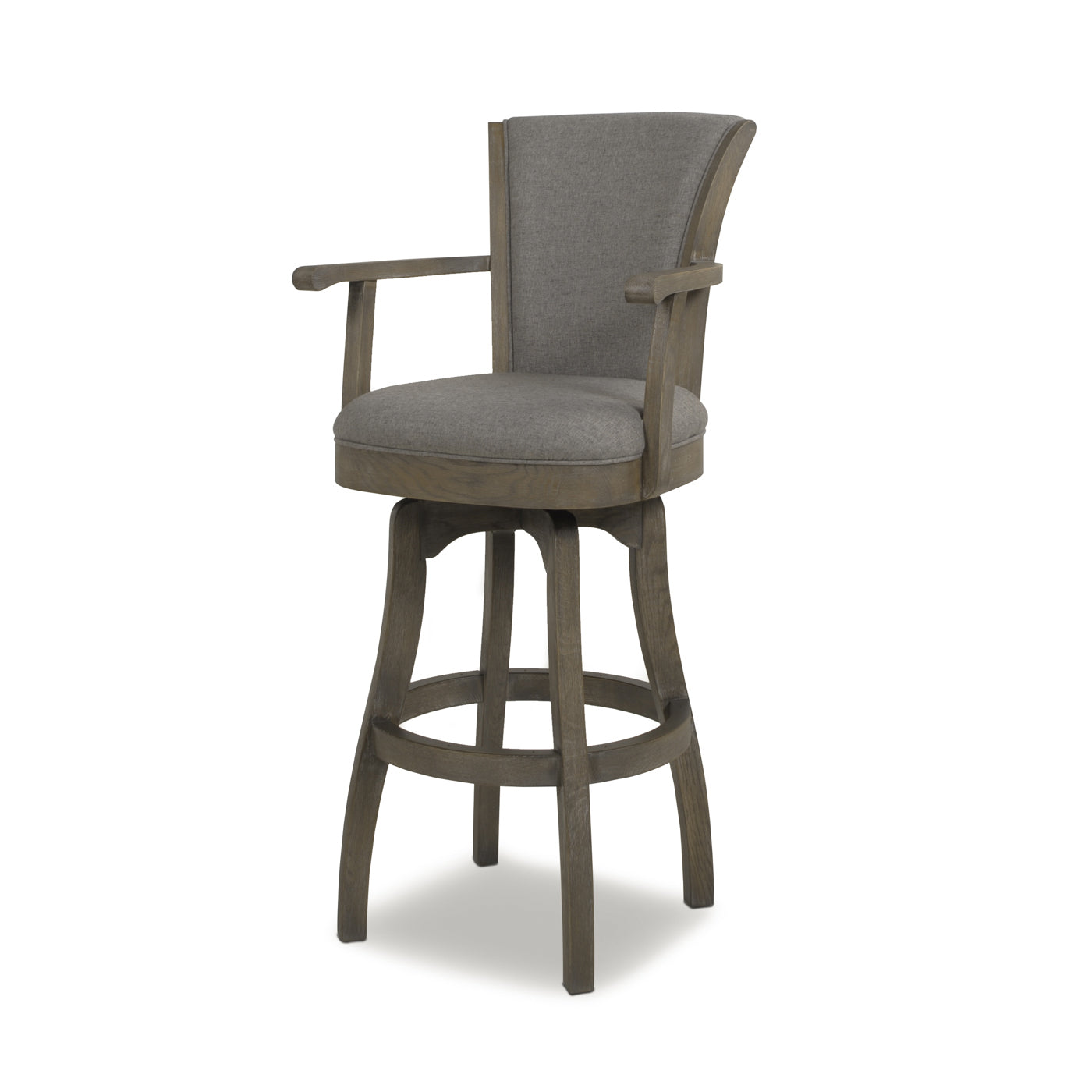 Williams 31" Swivel Bar Stool with Armrests, Heathered Grey Linen