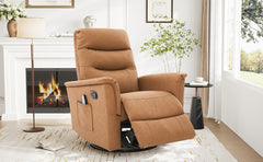 Manual Recliner Chair Rocking and Swivel Recliner Nursery Rocking Recliner Massage Recliner with 8-Point Massage Function and Adjustable Backrest for Living Room, Bedroom and Nursery, Brown