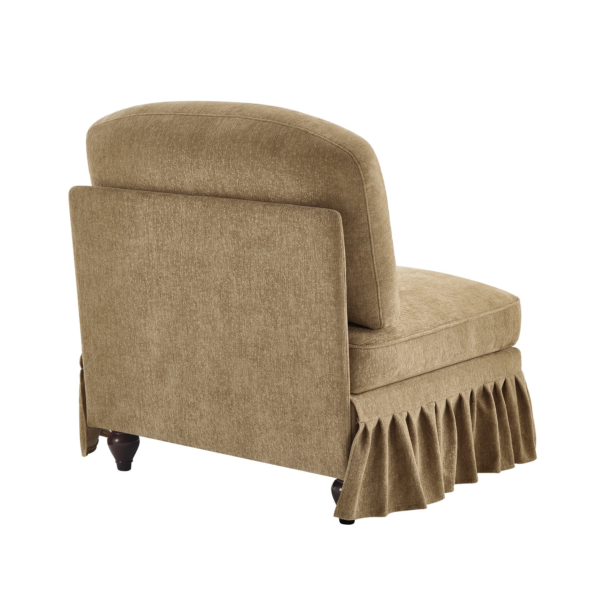 Armless Sofa Chenille W/1 Pillow -Light Coffee