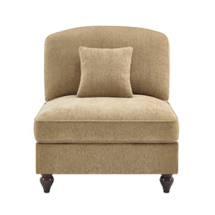 Armless Sofa Chenille W/1 Pillow -Light Coffee