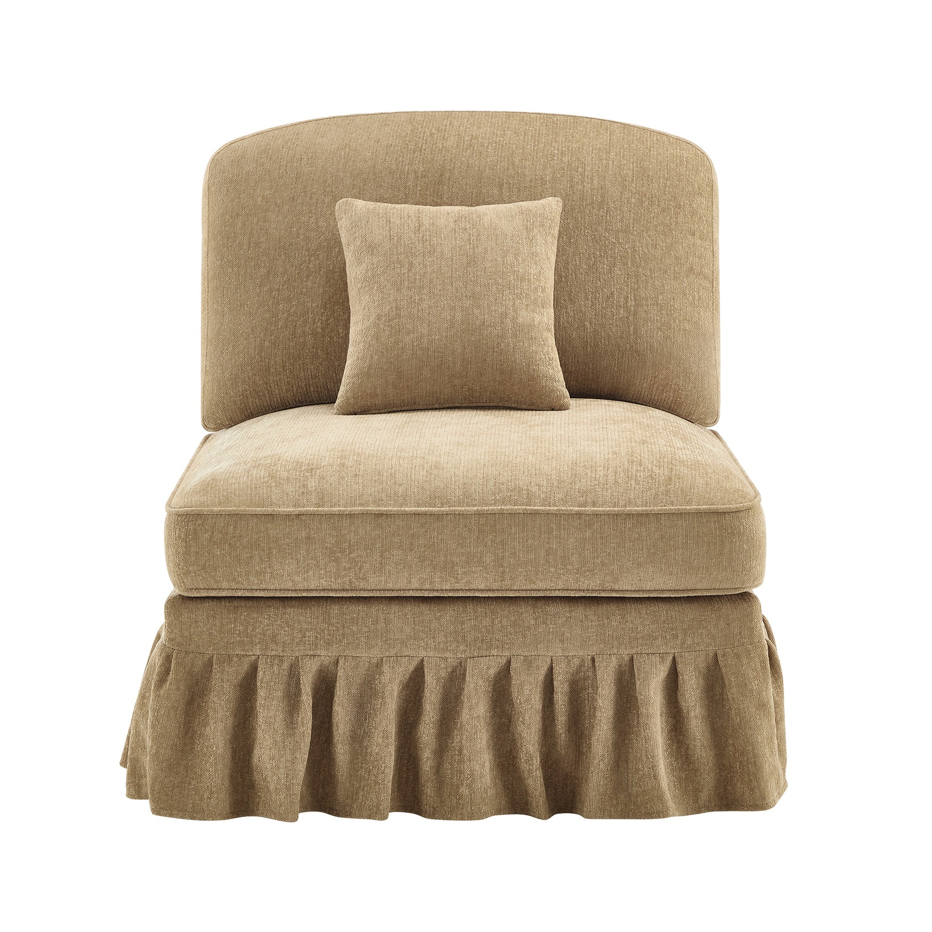 Armless Sofa Chenille W/1 Pillow -Light Coffee