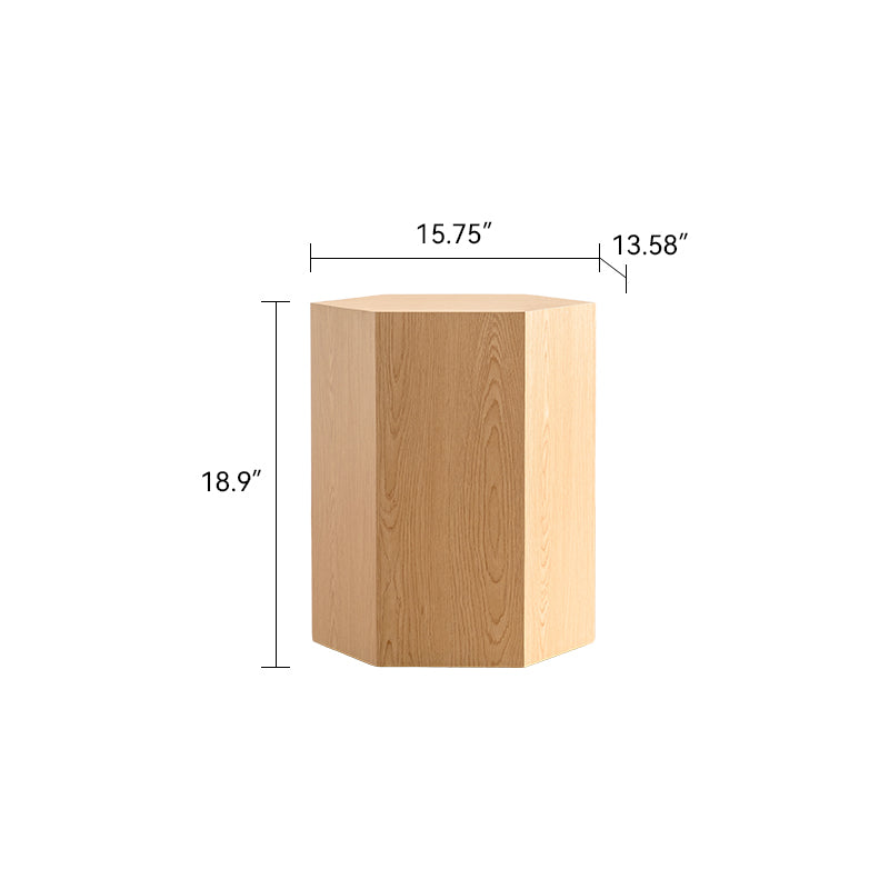 Hexagon MDF Coffee Table - Nature Wood Grain Sticker Side Table, Modern Fully Assembled End Table for Small Spaces (Living Room/Bedroom, 15.75"×13.58"×18.9")