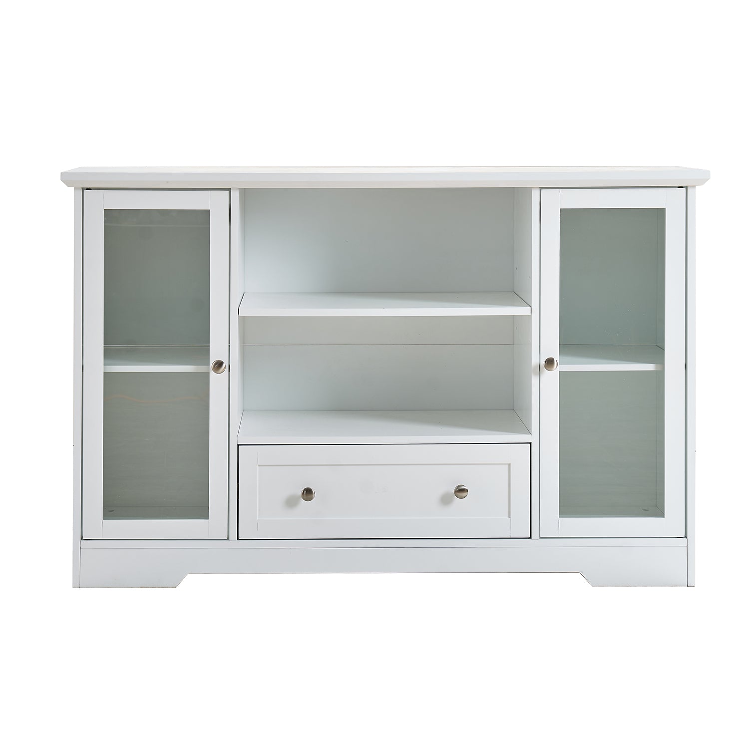 Sideboard Buffet Cabinet, 51" Large Kitchen Storage Cabinet with Drawers, Doors and Adjustable Shelves, Farmhouse Wooden Coffee Bar for Kitchen, White