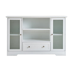 Sideboard Buffet Cabinet, 51" Large Kitchen Storage Cabinet with Drawers, Doors and Adjustable Shelves, Farmhouse Wooden Coffee Bar for Kitchen, White