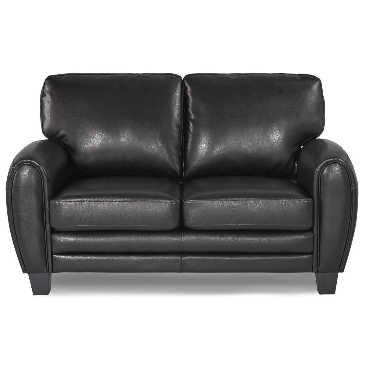 Modern Living Room Furniture 1pc Loveseat Black Faux Leather Covering Retro Styling Furniture