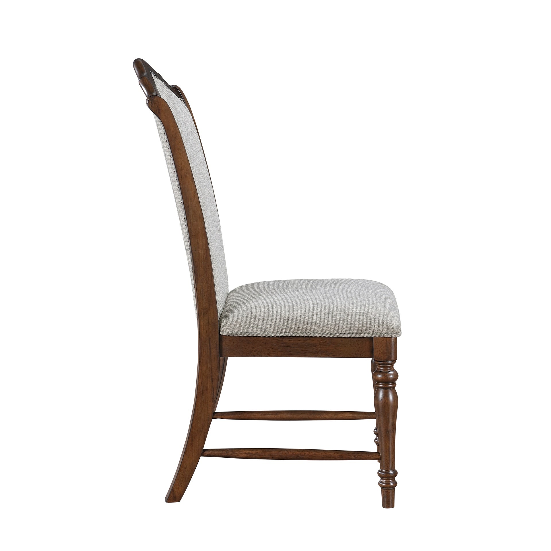 Formal Traditional Design Side Chairs Set of 2 Cherry Finish Fabric Upholstery Nailhead Trim Wooden Dining Furniture