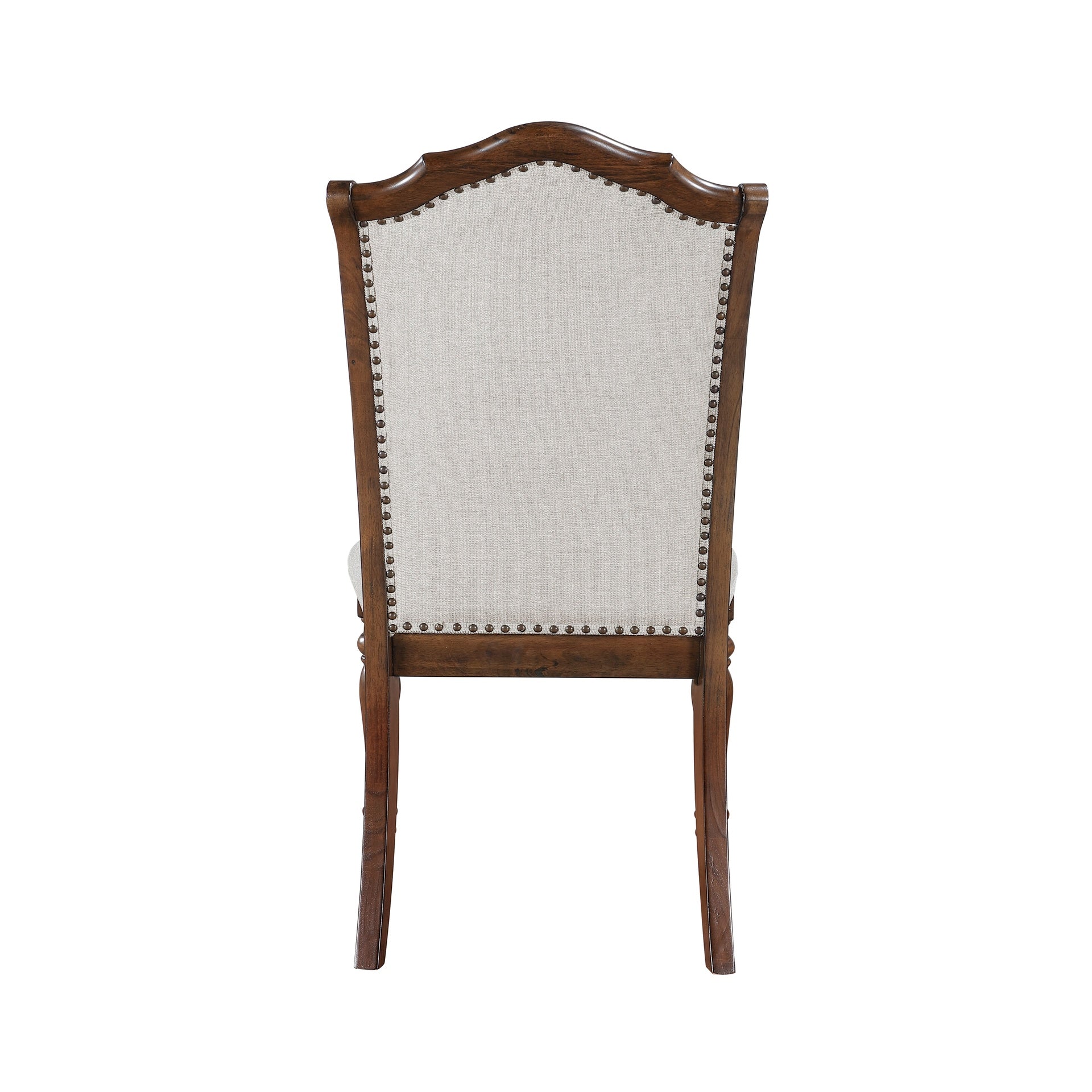 Formal Traditional Design Side Chairs Set of 2 Cherry Finish Fabric Upholstery Nailhead Trim Wooden Dining Furniture