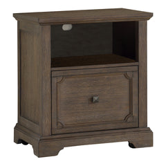 Dark Oak Finish 1pc File Cabinet with Storage Drawer Shelf Casters Movement Wooden Furniture