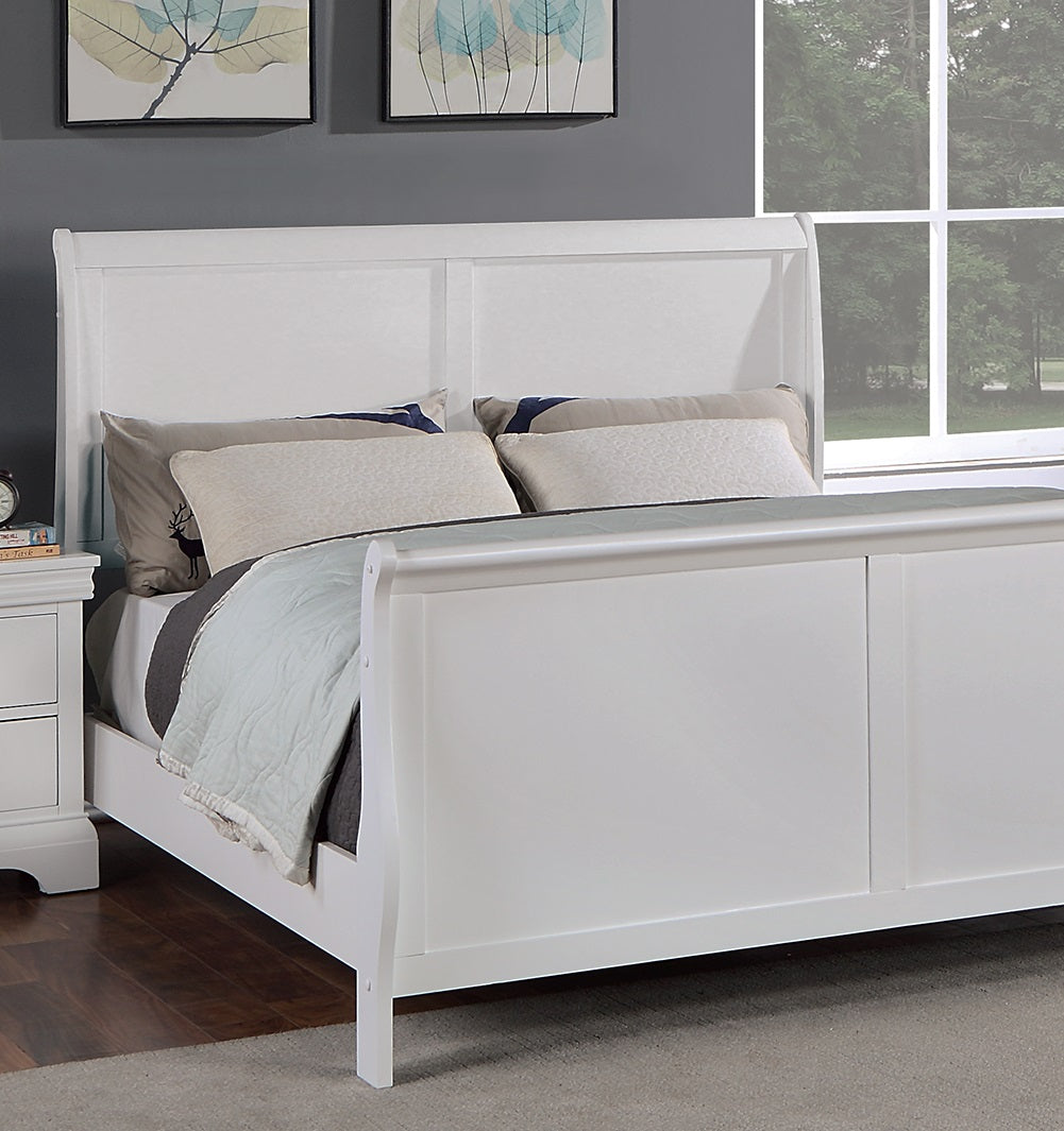 Contemporary Style Eastern King Size 1pc Bed Set Sleigh Design Headboard White Finish Bedroom Furniture