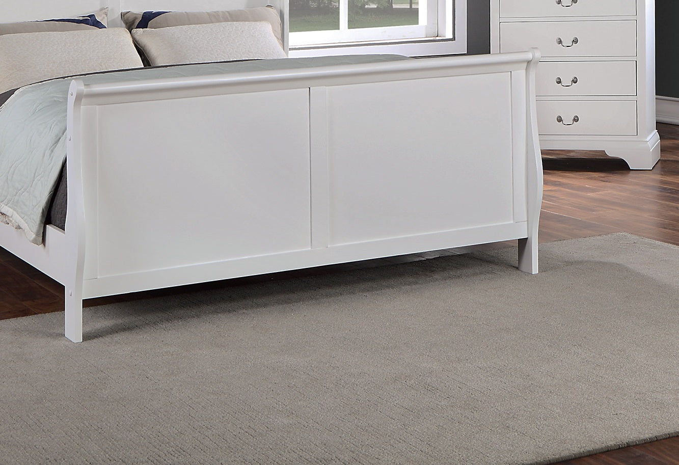 Contemporary Style Eastern King Size 1pc Bed Set Sleigh Design Headboard White Finish Bedroom Furniture