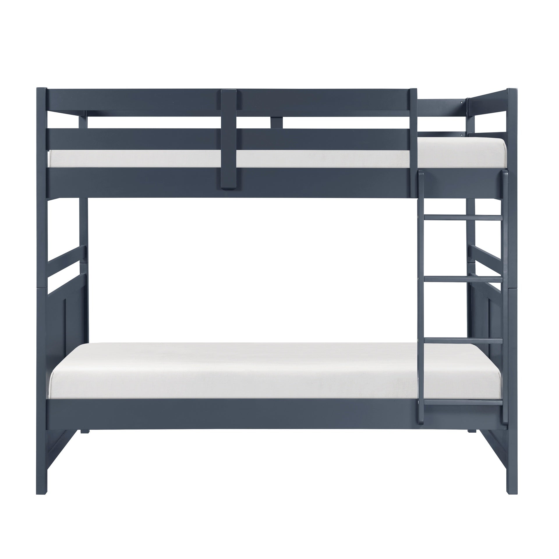Bunk Bed Full Over Full Navy Blue Finish Sturdy Wood Frame Guard Rails Youth Bedroom Furniture 1pc