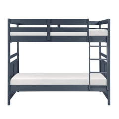Bunk Bed Full Over Full Navy Blue Finish Sturdy Wood Frame Guard Rails Youth Bedroom Furniture 1pc