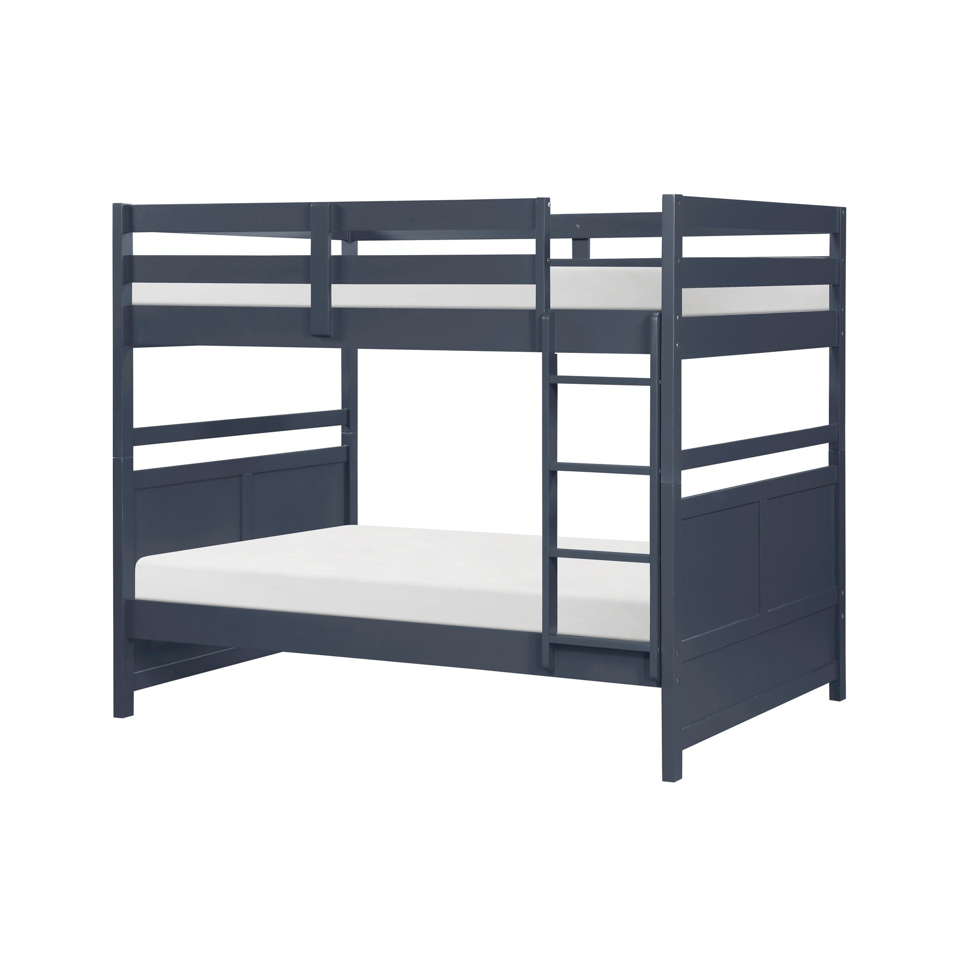 Bunk Bed Full Over Full Navy Blue Finish Sturdy Wood Frame Guard Rails Youth Bedroom Furniture 1pc