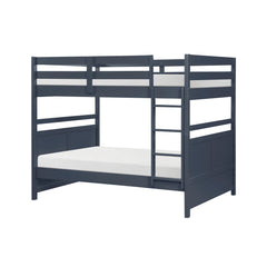 Bunk Bed Full Over Full Navy Blue Finish Sturdy Wood Frame Guard Rails Youth Bedroom Furniture 1pc