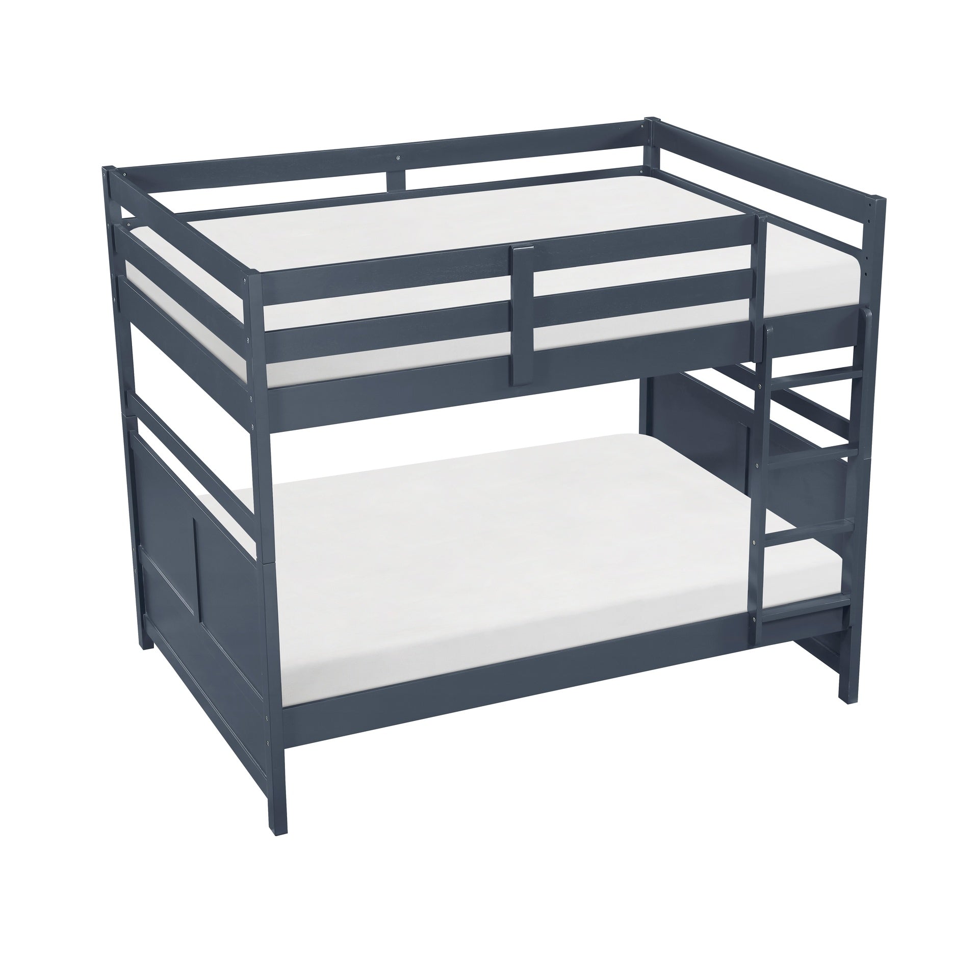 Bunk Bed Full Over Full Navy Blue Finish Sturdy Wood Frame Guard Rails Youth Bedroom Furniture 1pc