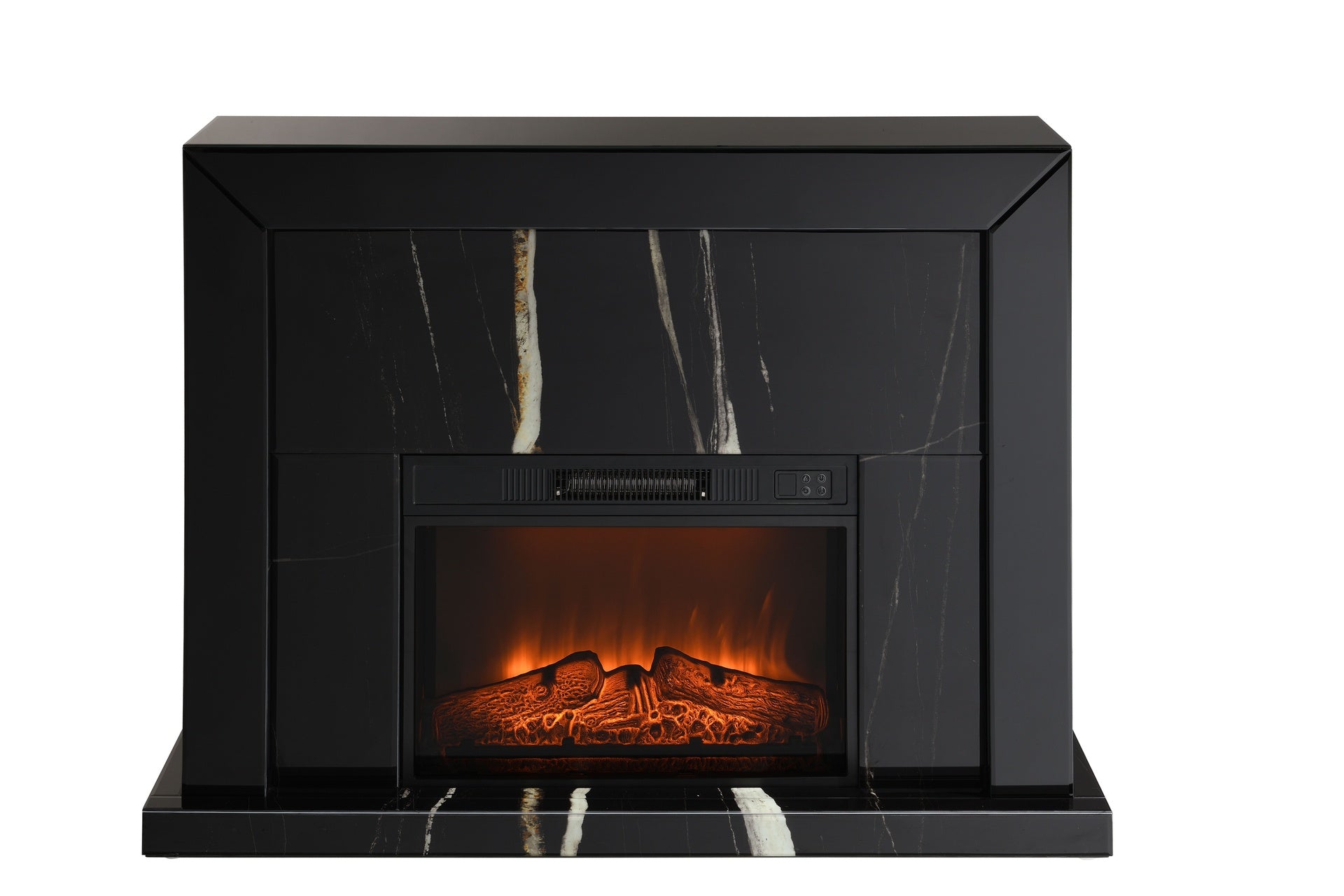 Drisana Black Mirrored Finish Fireplace