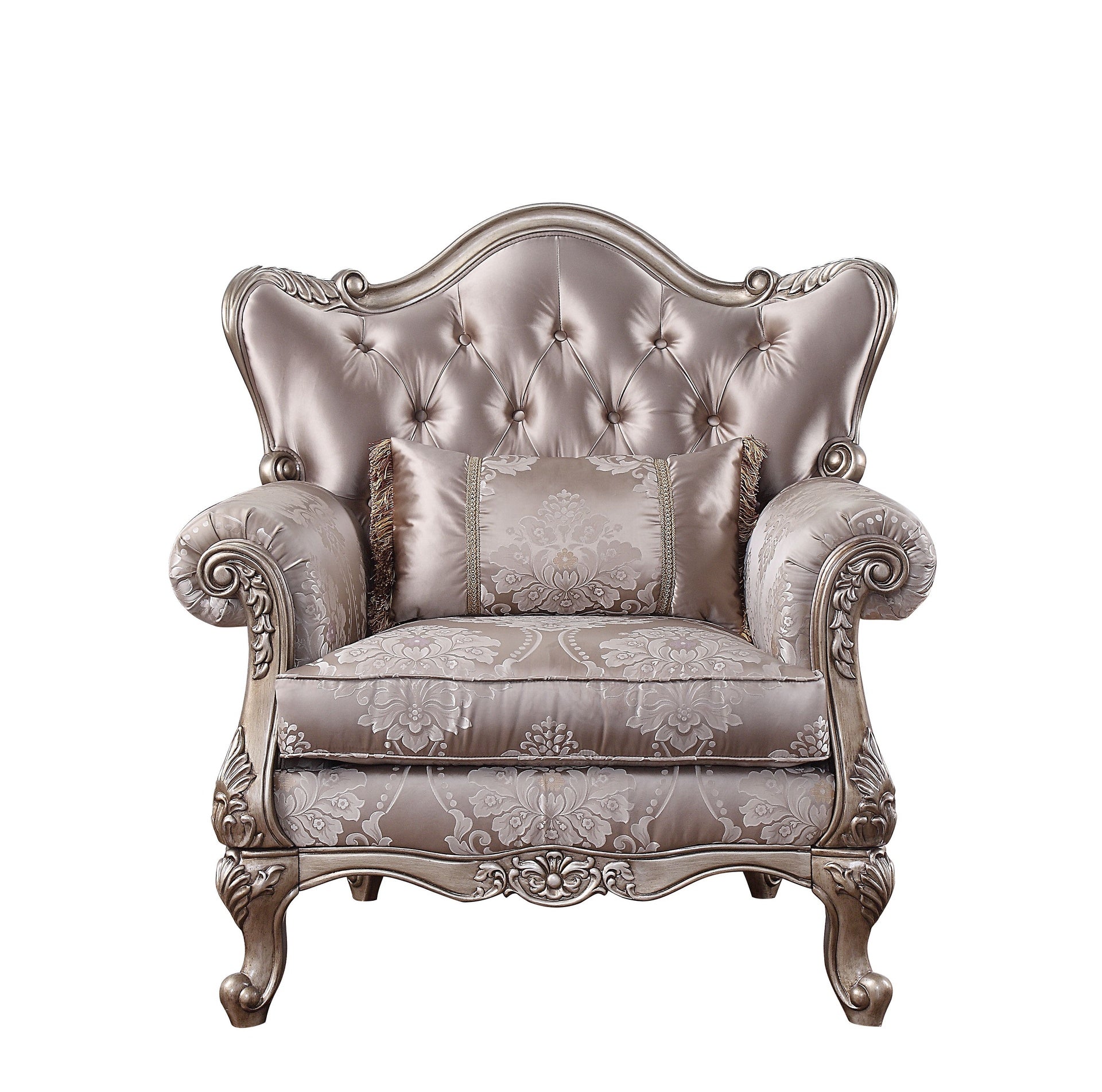 Jayceon Fabric & Champagne Finish Chair W/Pillow