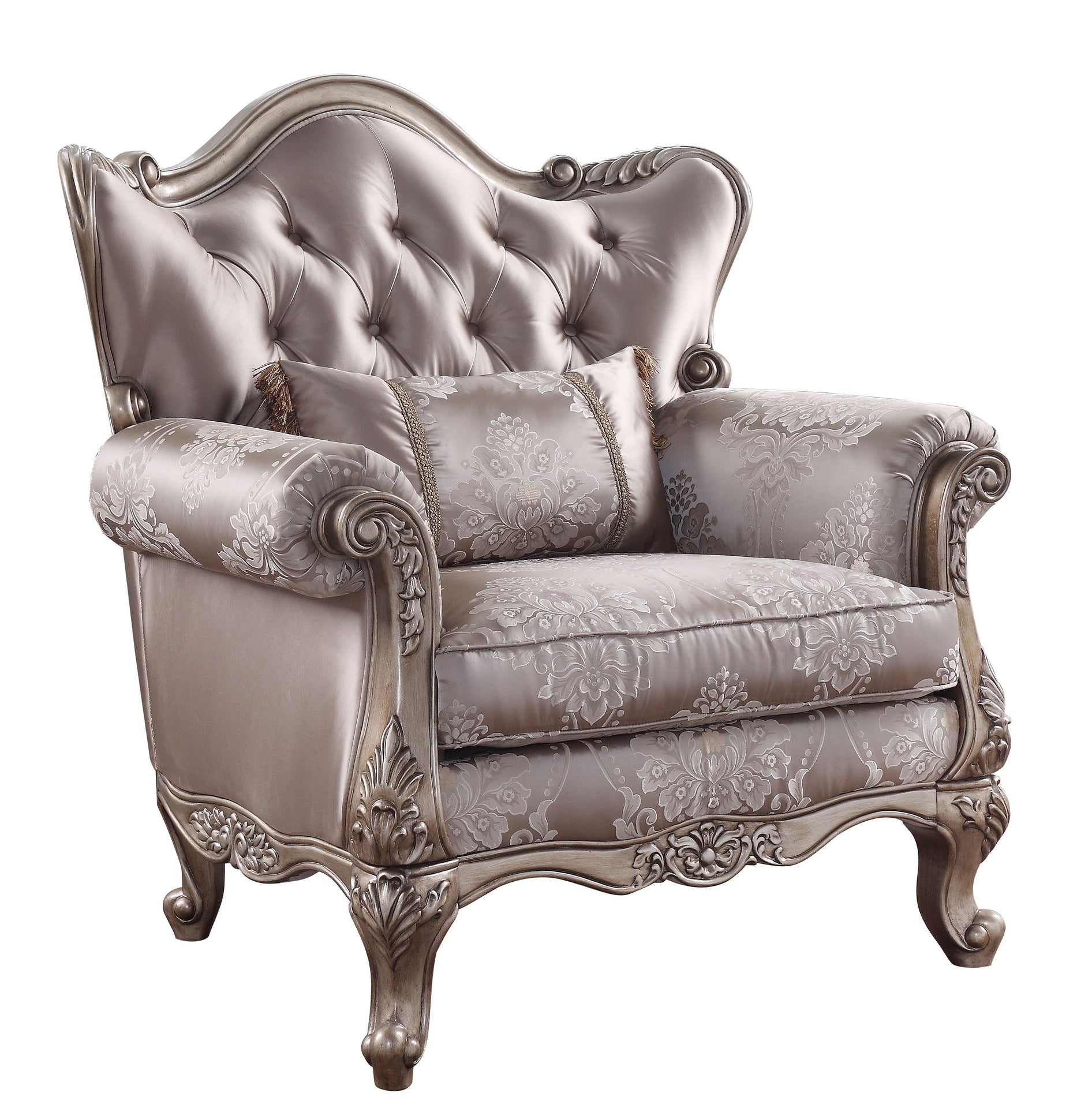 Jayceon Fabric & Champagne Finish Chair W/Pillow