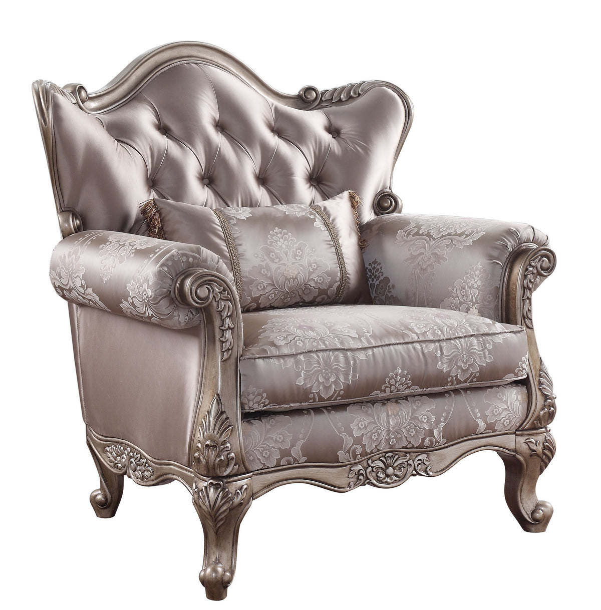 Jayceon Fabric & Champagne Finish Chair W/Pillow