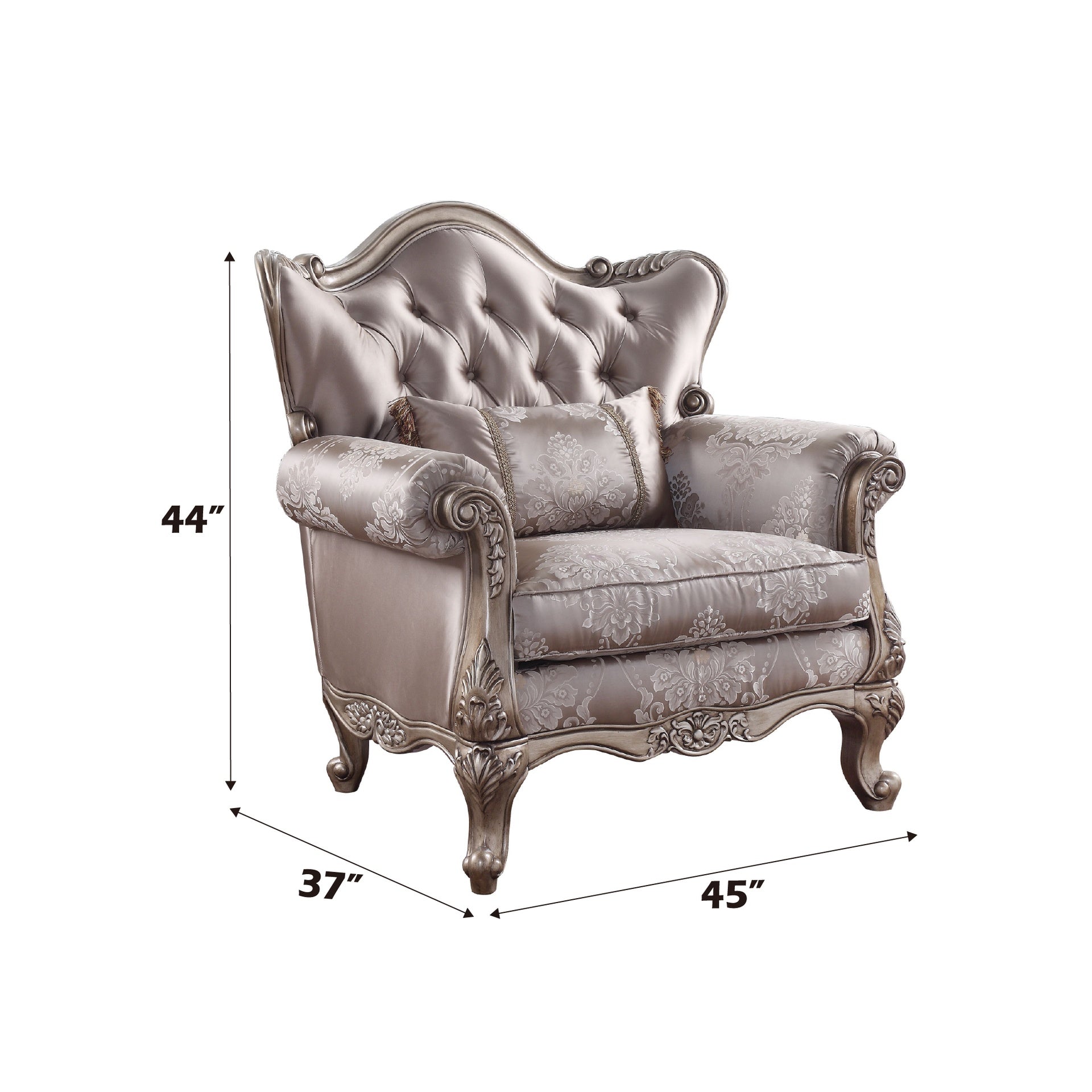 Jayceon Fabric & Champagne Finish Chair W/Pillow