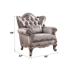 Jayceon Fabric & Champagne Finish Chair W/Pillow